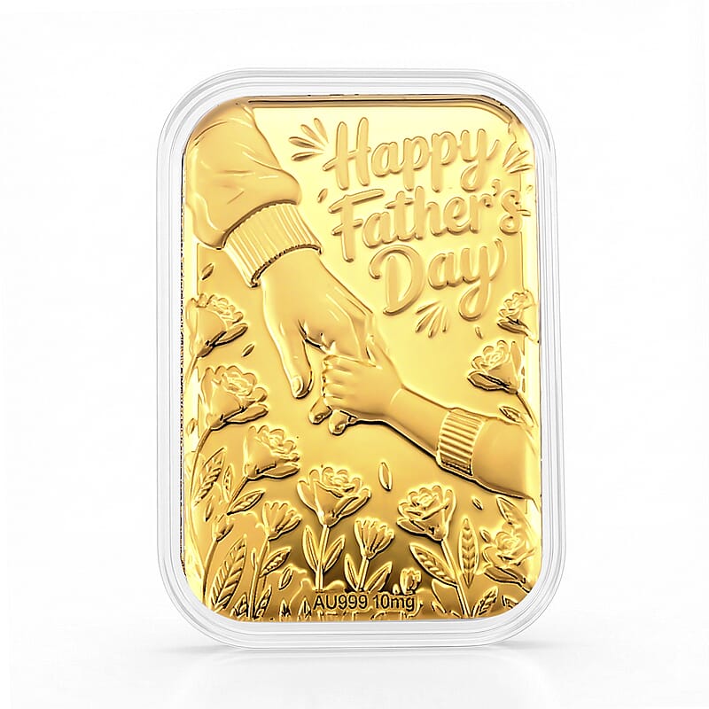 24K Gold Happy Father's Day Embossed Sheet (31x45.5mm) 10mg