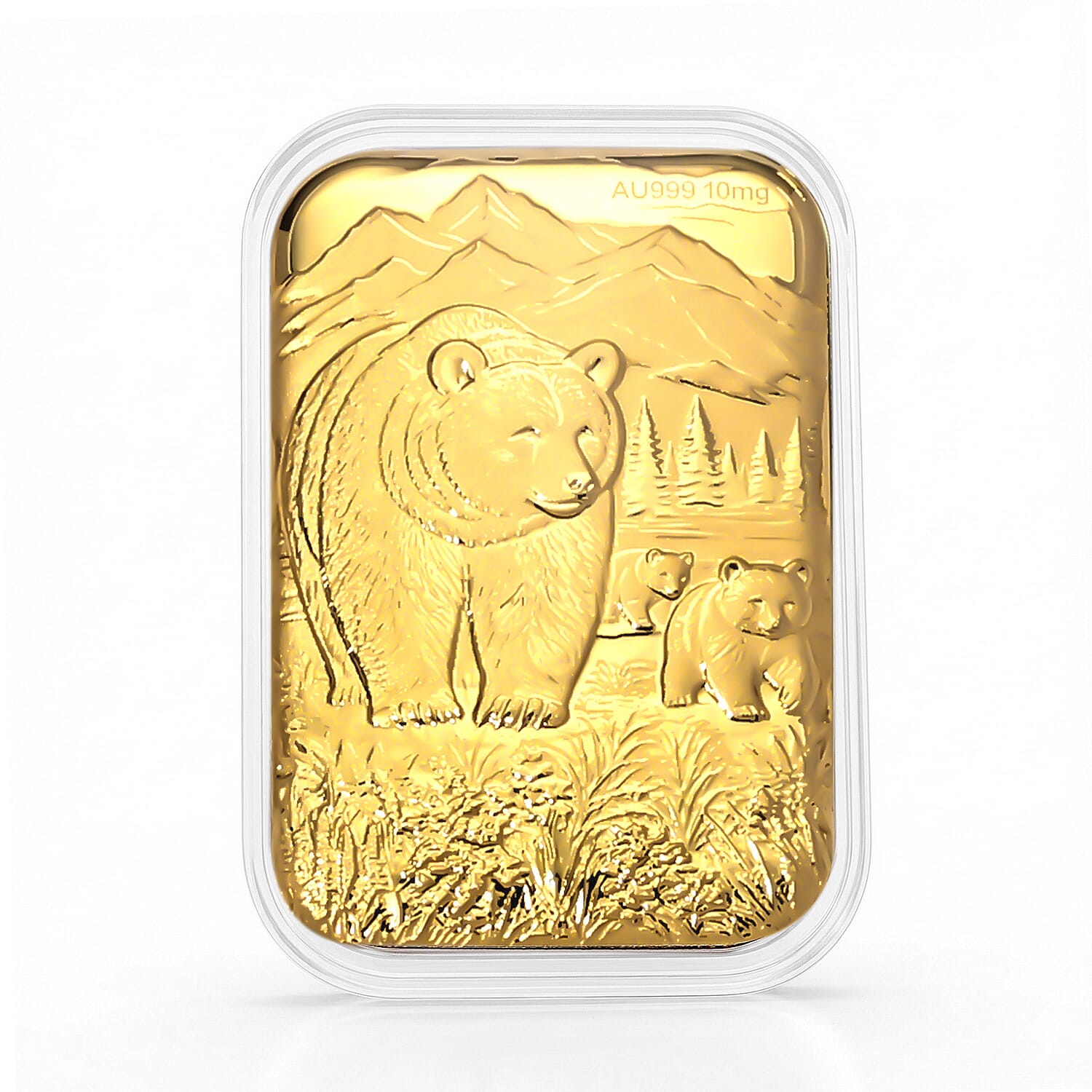 24K Gold Mother Bear with Two Cubs Emboss Sheet (31x45.5mm) 10mg