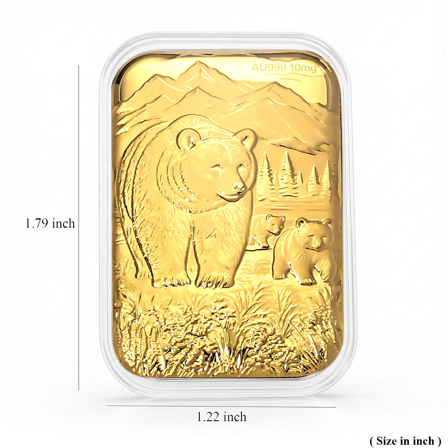 24K Gold Mother Bear with Two Cubs Emboss Sheet (31x45.5mm) 10mg
