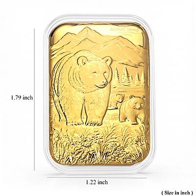 24K Gold Mother Bear with Two Cubs Emboss Sheet (31x45.5mm) 10mg