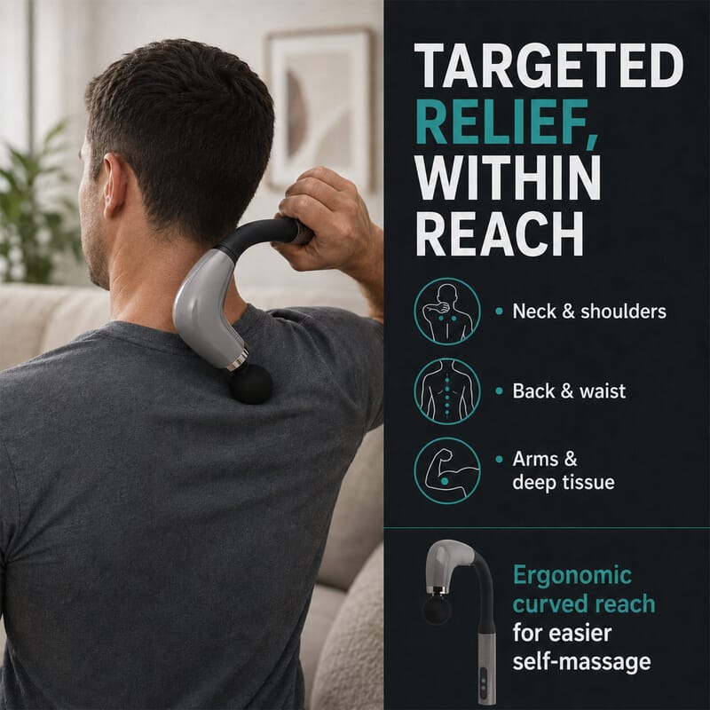 Livmore Silver Curved Hook Fascia Gun Massager Set