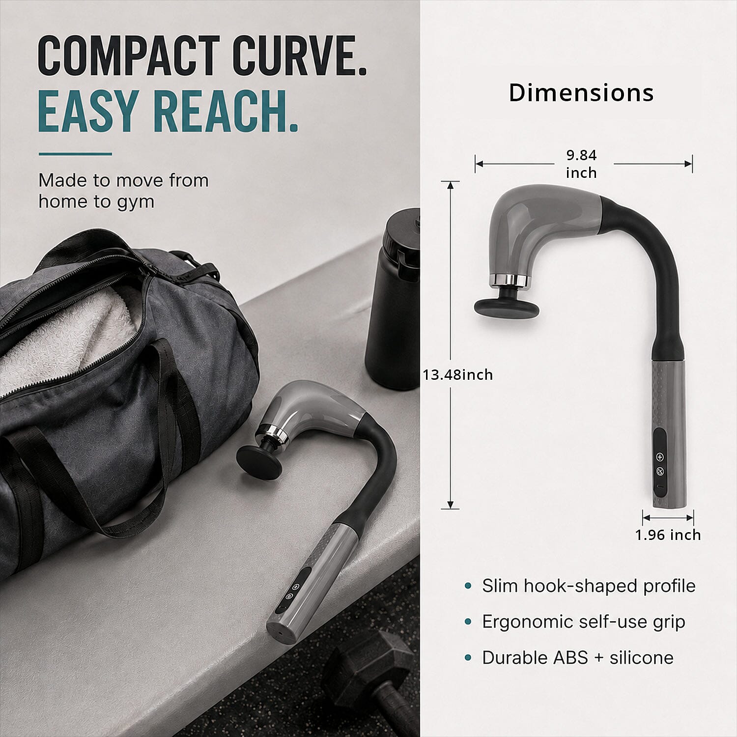 Livmore Silver Curved Hook Fascia Gun Massager Set