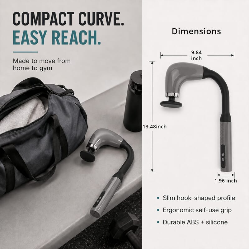 Livmore Silver Curved Hook Fascia Gun Massager Set