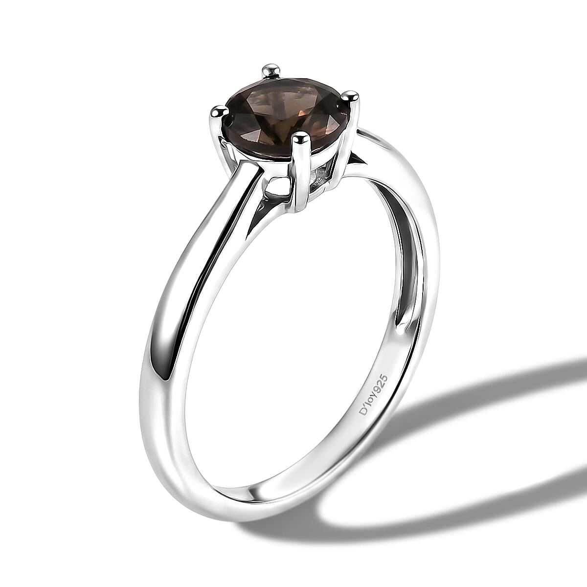 Smoky Quartz 0.70 ctw Ring in Platinum Over Sterling Silver (Size 7.5)