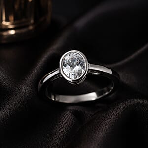 J Francis Embellished with Zirconia by Swarovski 1.80 ctw Ring in Platinum Over Sterling Silver (Size 6.5)
