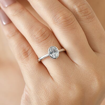 J Francis Embellished with Zirconia by Swarovski 1.80 ctw Ring in Platinum Over Sterling Silver (Size 6.5)