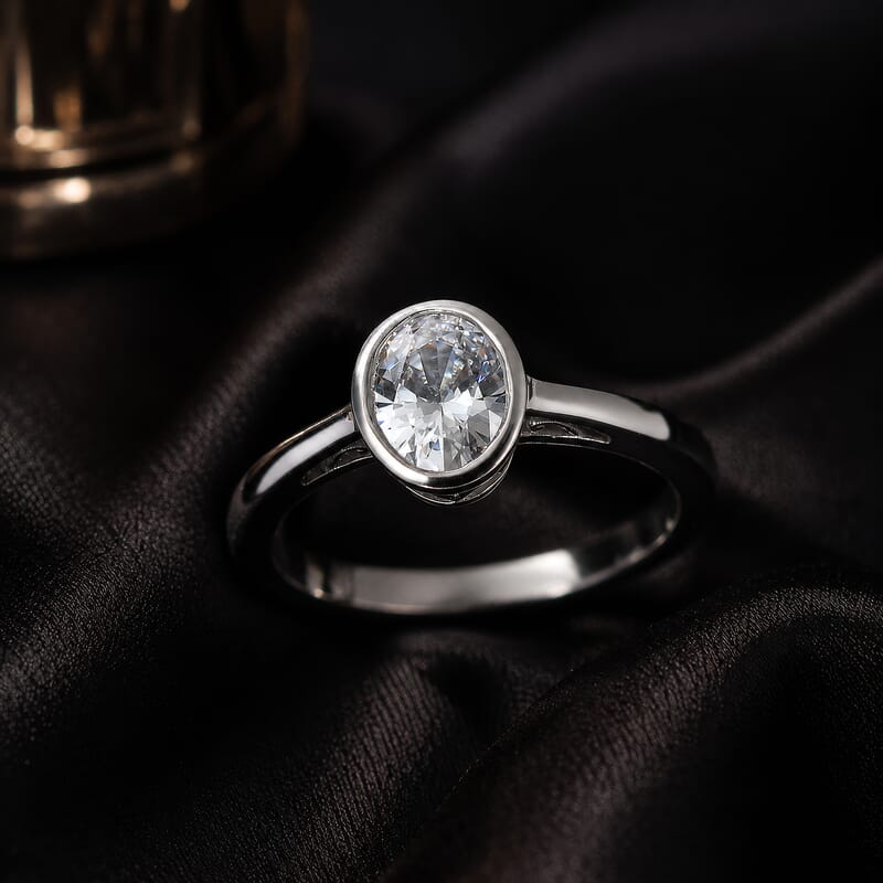 J Francis Embellished with Zirconia by Swarovski 1.80 ctw Ring in Platinum Over Sterling Silver (Size 7.0)