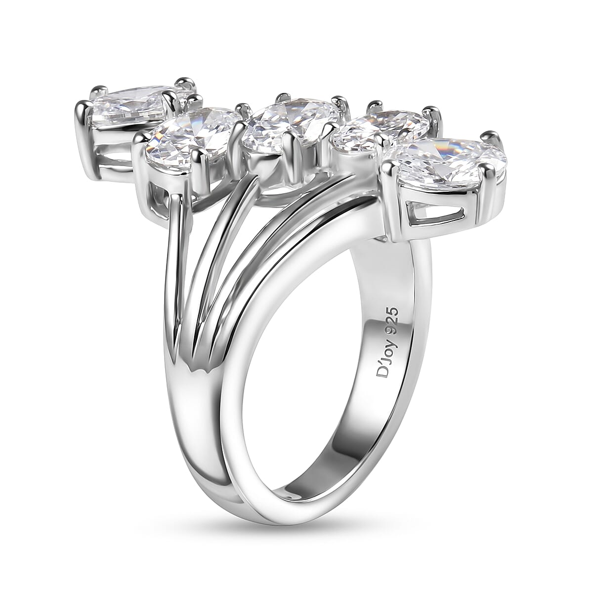 J Francis Embellished with Zirconia by Swarovski 5.35 ctw Ring in Platinum Over Sterling Silver (Size 7.0)