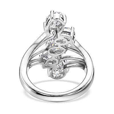 J Francis Embellished with Zirconia by Swarovski 5.35 ctw Ring in Platinum Over Sterling Silver (Size 7.0)