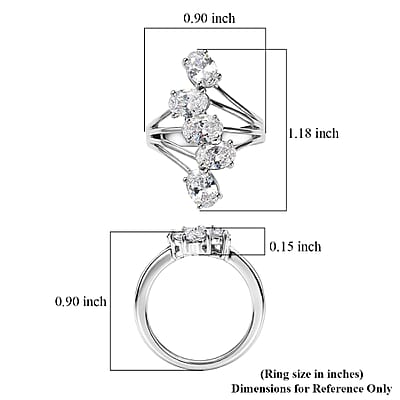 J Francis Embellished with Zirconia by Swarovski 5.35 ctw Ring in Platinum Over Sterling Silver (Size 7.0)