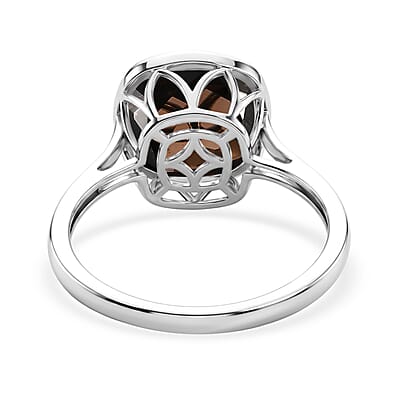 Smoky Quartz 4.10 ctw Ring in Platinum Over Sterling Silver (Size 5.0)