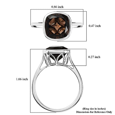 Smoky Quartz 4.10 ctw Ring in Platinum Over Sterling Silver (Size 5.0)