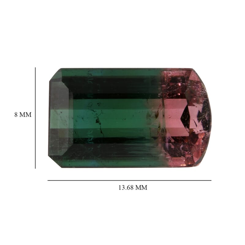 AAA Bi Color Tourmaline (Oct 13.68x8.25 mm) 7.67 ctw