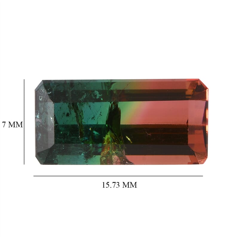 AAA Bi Color Tourmaline (Oct 15.73x7.87 mm) 7.03 ctw