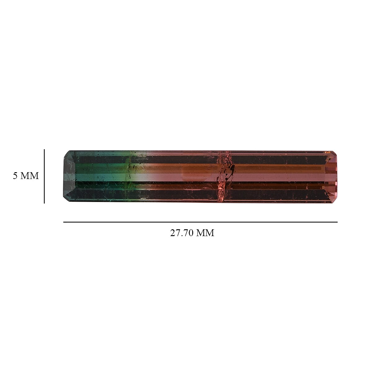 AAA Bi Color Tourmaline (Oct 27.7x5.11 mm) 7.15 ctw