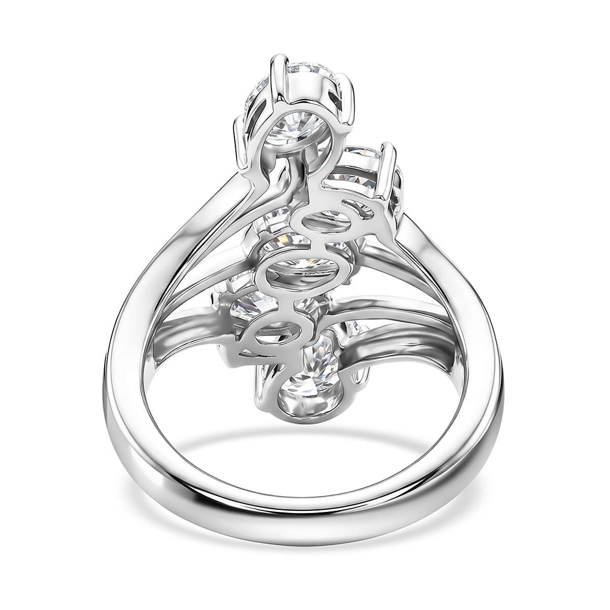 J Francis Embellished with Zirconia by Swarovski 5.35 ctw Ring in Platinum Over Sterling Silver (Size 6.0)