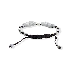 Natural Jade 30.00 ctw Beaded Stretch Bracelet in Silvertone