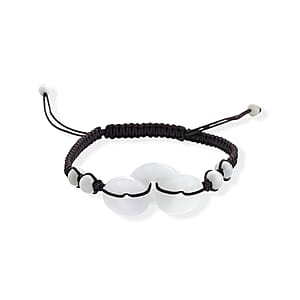Natural Jade 25.00 ctw Beaded Stretch Bracelet in Silvertone
