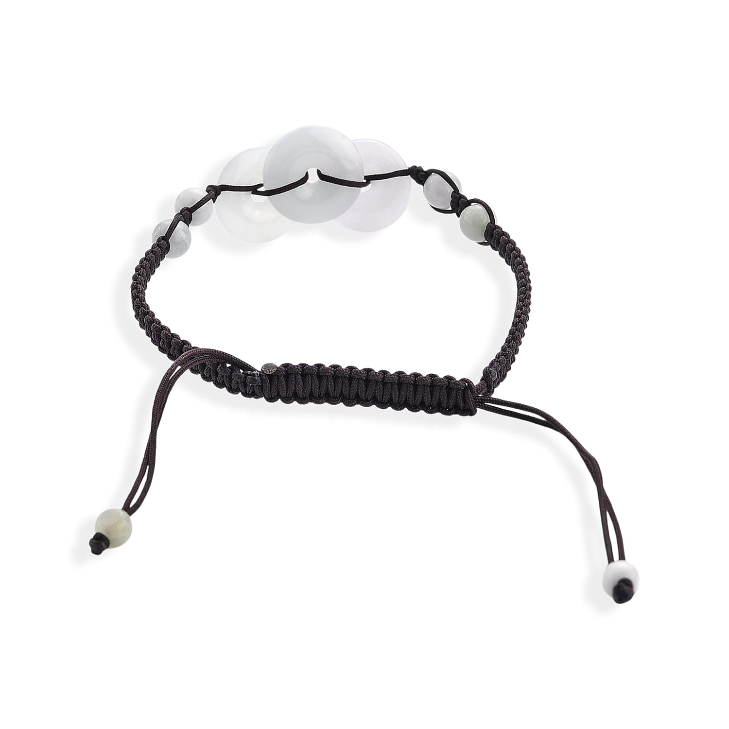 Natural Jade 25.00 ctw Beaded and Disc Adjustable Bracelet in Silvertone