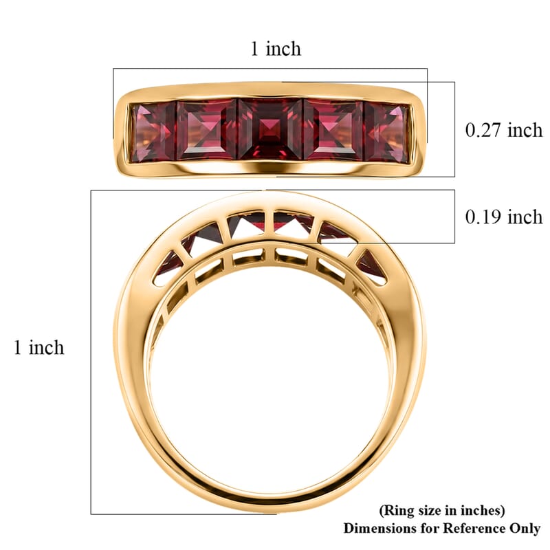 Orissa Rhodolite Garnet 3.85 ctw Ring in 18K YG Plated Sterling Silver (Size 7.0)