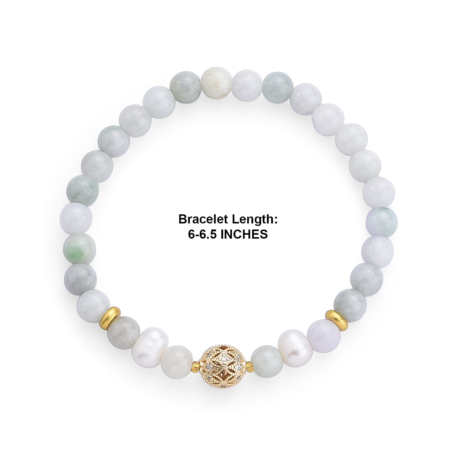 Nephrite Jade 36.00 ctw Beaded Stretch Bracelet in Goldtone (6-6.5In)