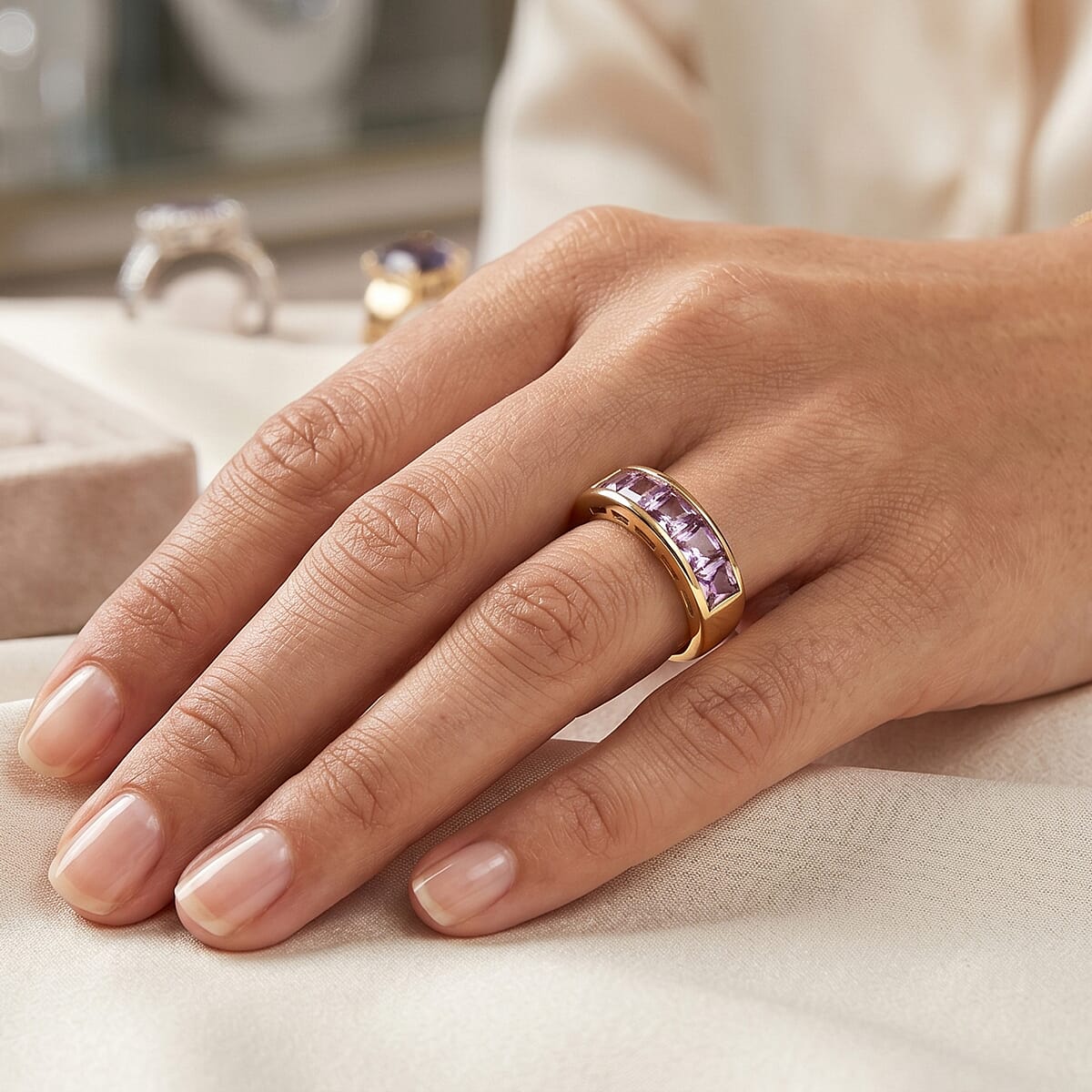 Rose De France Amethyst 3.85 ctw Ring in 18K YG Plated Sterling Silver (Size 6.5) image number 1