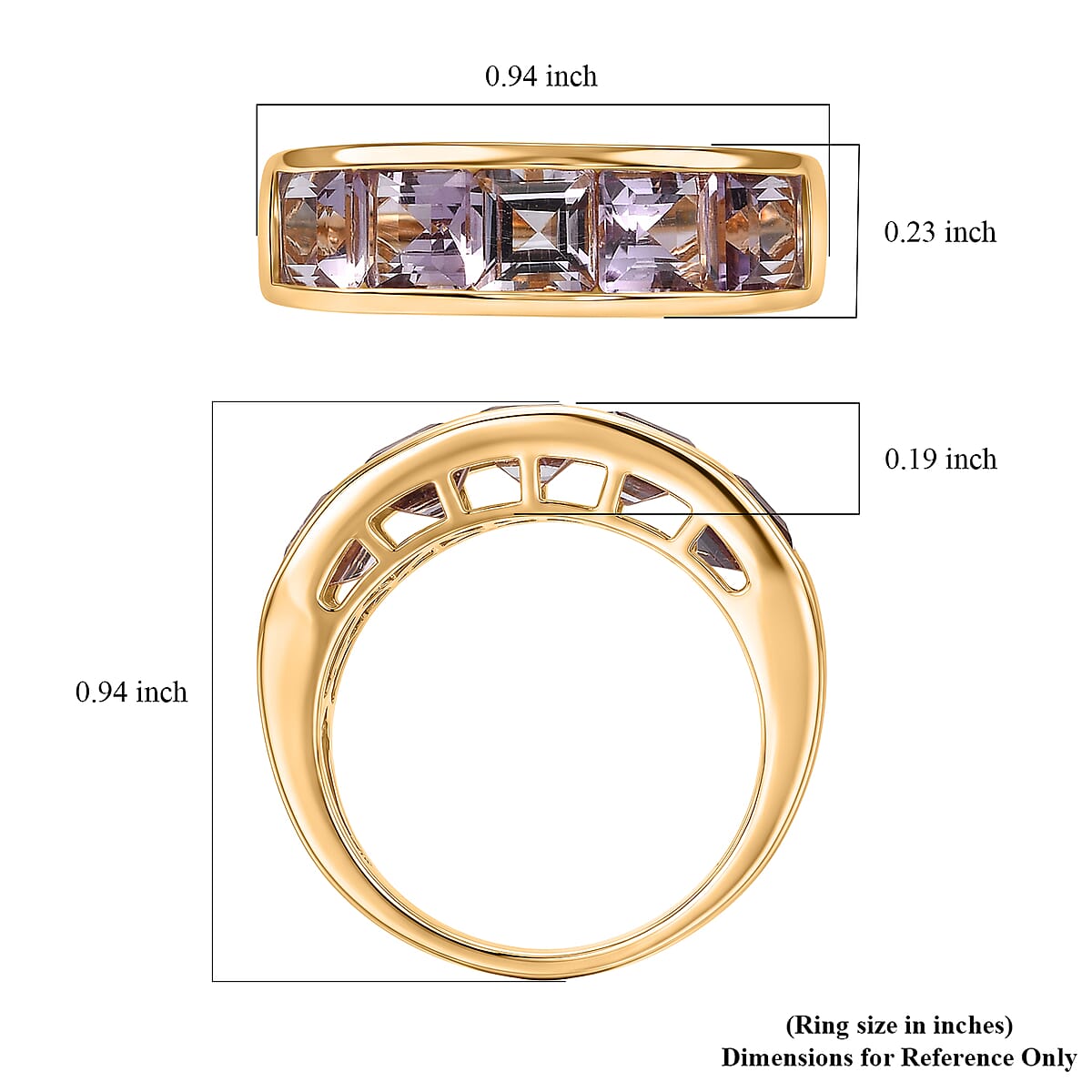 Rose De France Amethyst 3.85 ctw Ring in 18K YG Plated Sterling Silver (Size 6.5) image number 5