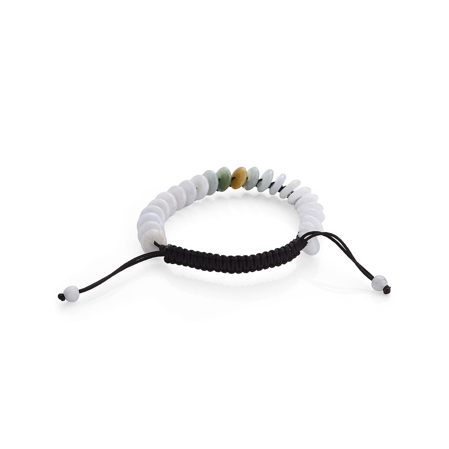 Natural Jade 30.00 ctw Disc Adjustable Bracelet in Silvertone