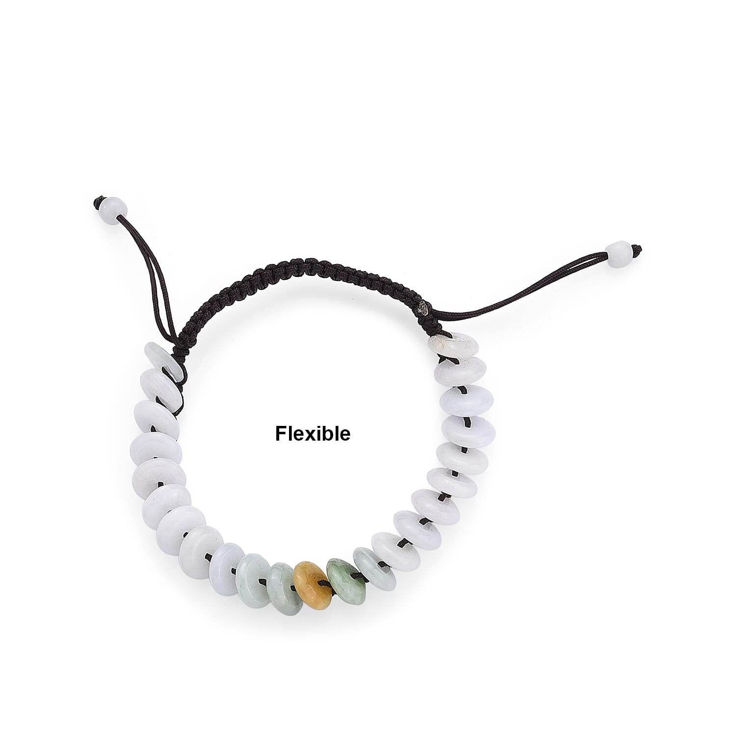 Natural Jade 30.00 ctw Disc Adjustable Bracelet in Silvertone