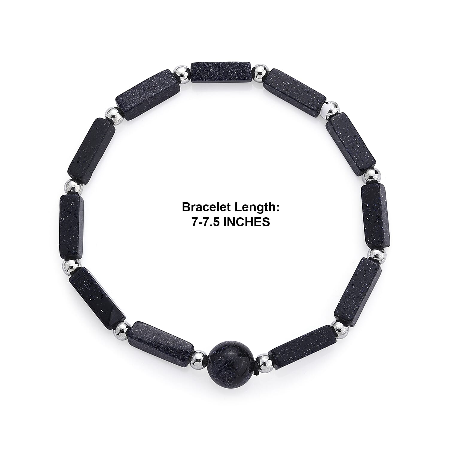 Blue Sandstone 25.00 ctw Beaded Bracelet in Silvertone (7-7.5)