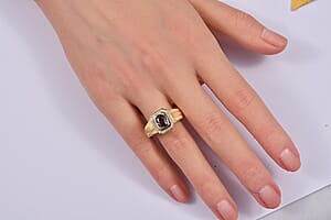 D'Joy Premium Platinum Spinel, Moissanite Men's Ring in 18K Vermeil YG Over Sterling Silver (Size 10.0) 1.40 ctw