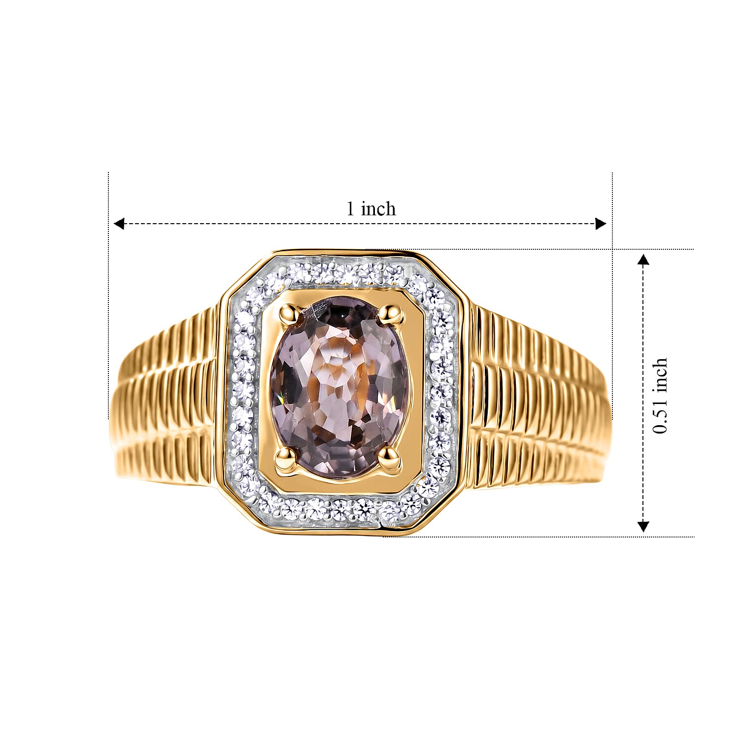 D'Joy Premium Platinum Spinel and Moissanite 1.40 ctw Men's Ring in 18K Vermeil Yellow Gold Over Sterling Silver (Size 10.0)
