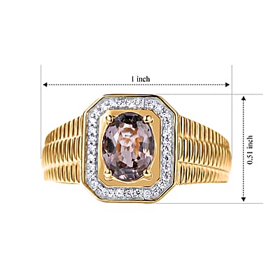 D'Joy Premium Platinum Spinel and Moissanite 1.40 ctw Men's Ring in 18K Vermeil Yellow Gold Over Sterling Silver (Size 10.0)