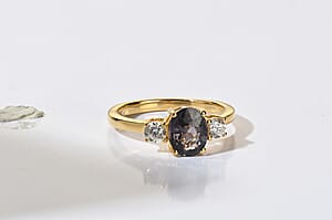 Premium Platinum Spinel, Luxuriant Lab Grown Diamond (G-H, SI) (0.30 cts) Ring in 18K Vermeil YG Over Sterling Silver (Size 10.0) 1.70 ctw