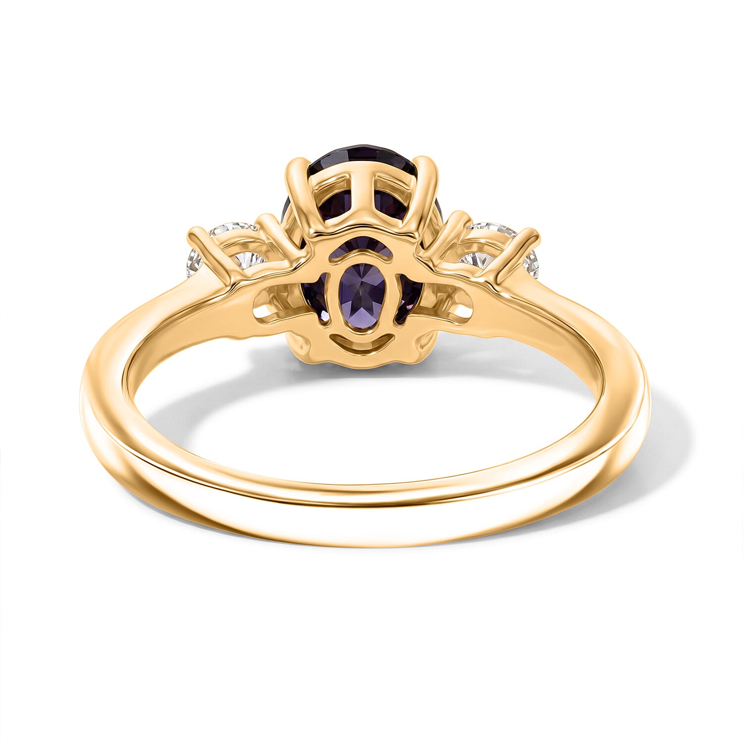 Premium Platinum Spinel and Luxuriant Lab Grown Diamond G-H SI 1.70 ctw Ring in 18K Vermeil Yellow Gold Over Sterling Silver (Size 6.0)