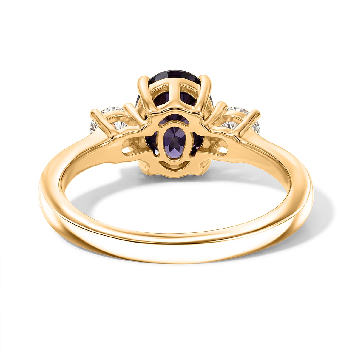 Premium Platinum Spinel, Luxuriant Lab Grown Diamond (G-H, SI) (0.30 cts) Ring in 18K Vermeil YG Over Sterling Silver (Size 10.0) 1.70 ctw image number 3