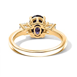 Premium Platinum Spinel, Luxuriant Lab Grown Diamond (G-H, SI) (0.30 cts) Ring in 18K Vermeil YG Over Sterling Silver (Size 10.0) 1.70 ctw