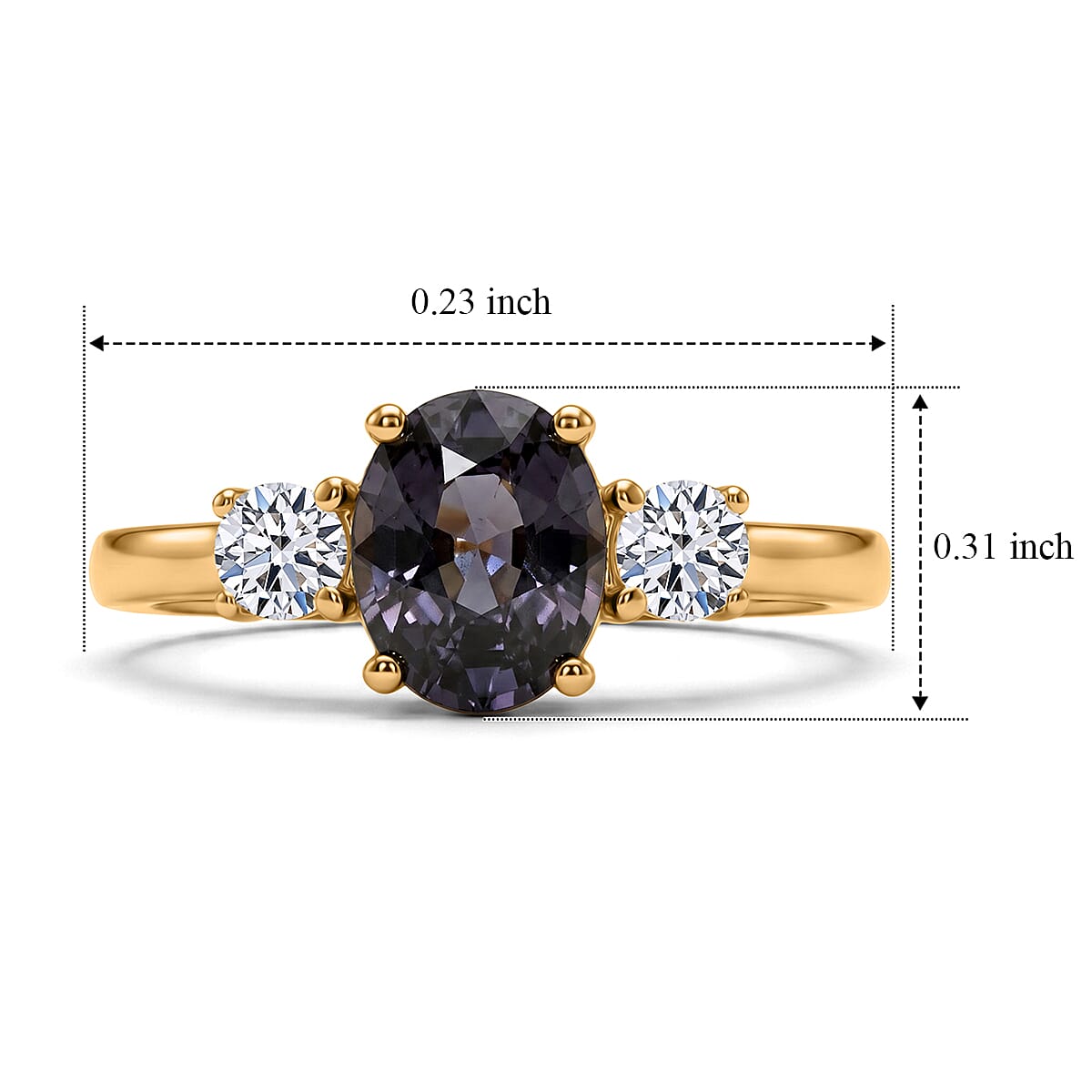 Premium Platinum Spinel and Luxuriant Lab Grown Diamond G-H SI 1.70 ctw Silver Frost Ring in 18K Vermeil Yellow Gold Over Sterling Silver (Size 6.0) image number 4