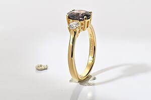 Premium Platinum Spinel, Luxuriant Lab Grown Diamond (G-H, SI) (0.30 cts) Ring in 18K Vermeil YG Over Sterling Silver (Size 10.0) 1.70 ctw