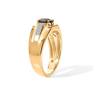 Premium Platinum Spinel and Luxuriant Lab Grown Diamond G-H SI 1.00 ctw Men's Ring in 18K Vermeil Yellow Gold Over Sterling Silver (Size 11.0)