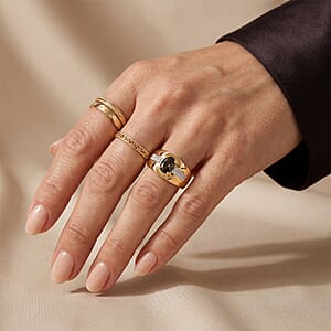 Premium Platinum Spinel, Luxuriant Lab Grown Diamond (G-H, SI) Men's Ring in 18K Vermeil YG Over Sterling Silver (Size 10.0) 1.00 ctw