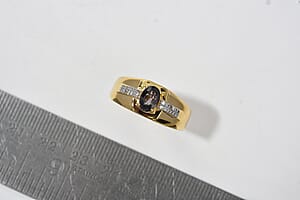 Premium Platinum Spinel, Luxuriant Lab Grown Diamond (G-H, SI) Men's Ring in 18K Vermeil YG Over Sterling Silver (Size 10.0) 1.00 ctw