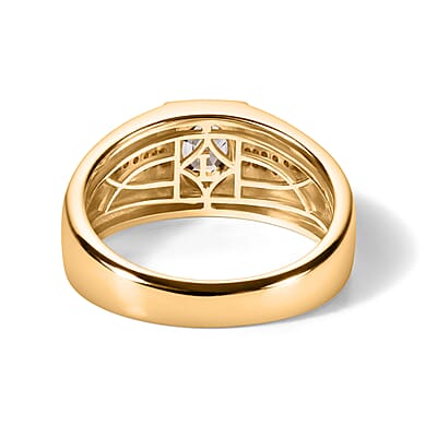 Premium Platinum Spinel and Luxuriant Lab Grown Diamond G-H SI 1.00 ctw Men's Ring in 18K Vermeil Yellow Gold Over Sterling Silver (Size 9.0)