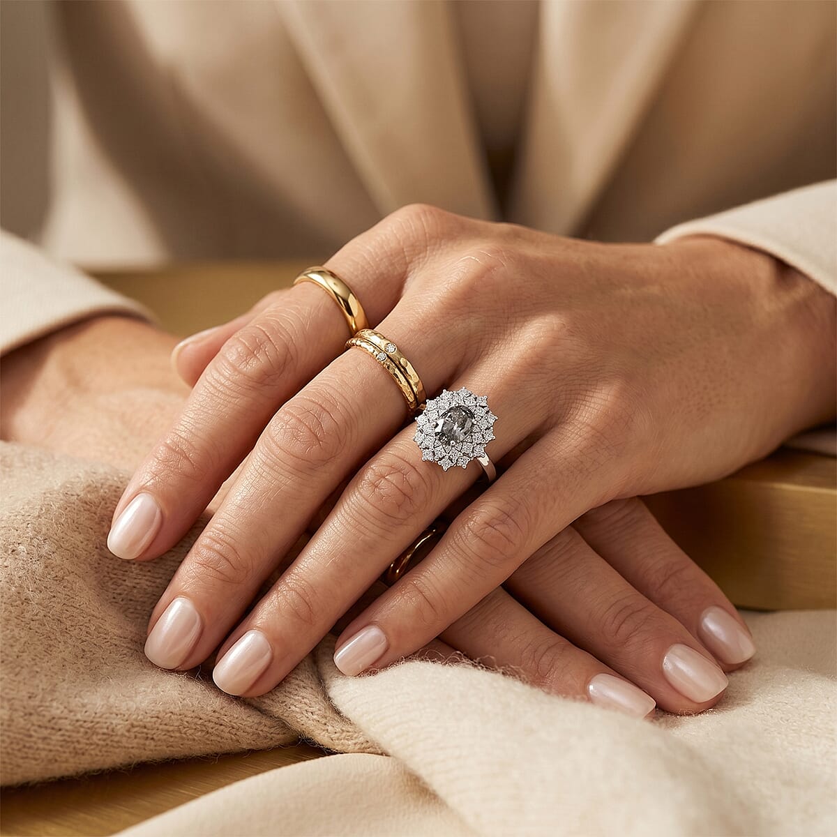 D'Joy Premium Platinum Spinel, Moissanite Ring in Rhodium Over Sterling Silver (Size 10.0) 1.50 ctw image number 1