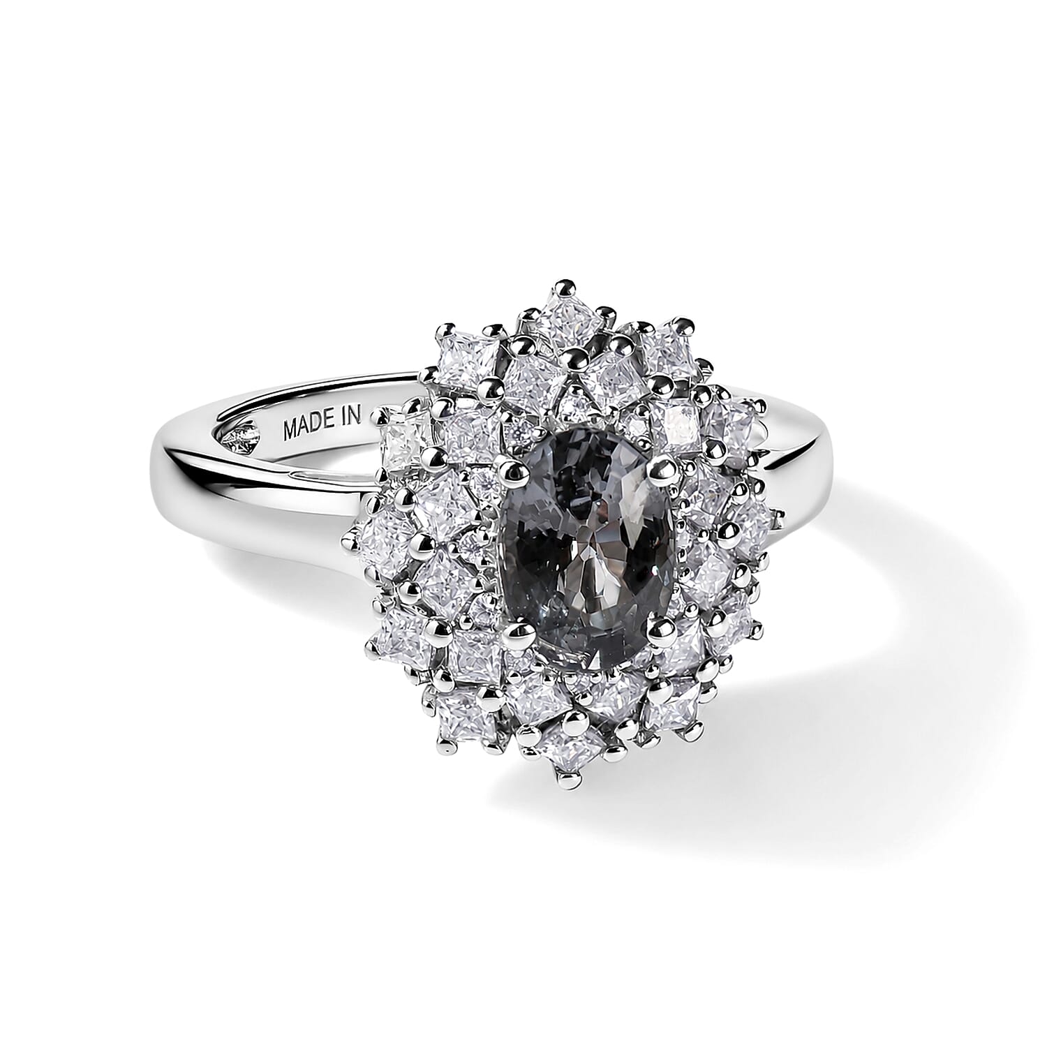D'Joy Premium Platinum Spinel and Moissanite 1.50 ctw Ring in Rhodium Over Sterling Silver (Size 5.0)