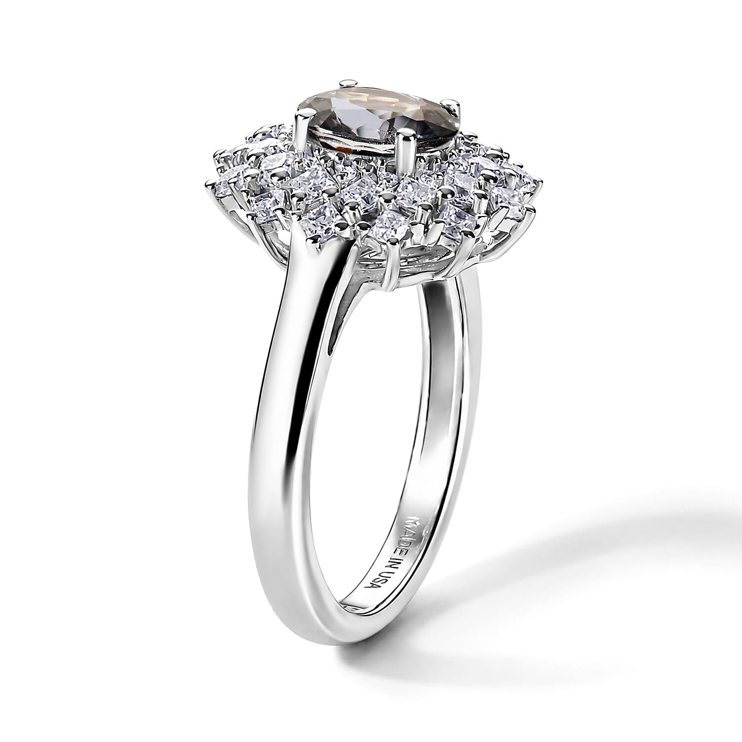 D'Joy Premium Platinum Spinel and Moissanite 1.50 ctw Ring in Rhodium Over Sterling Silver (Size 5.0)