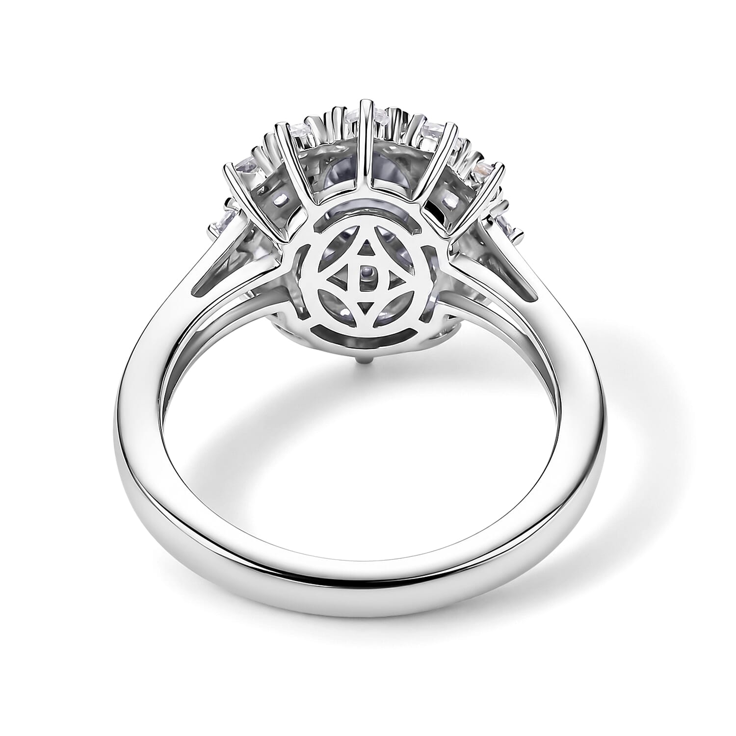 D'Joy Premium Platinum Spinel and Moissanite 1.50 ctw Ring in Rhodium Over Sterling Silver (Size 5.0)