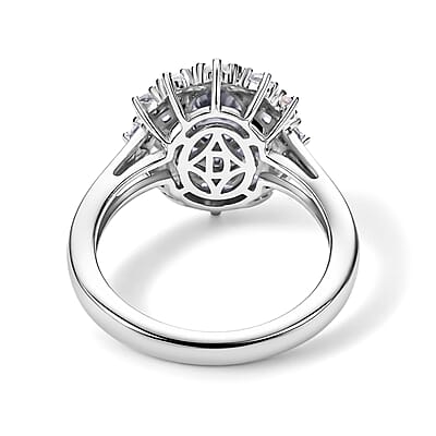 D'Joy Premium Platinum Spinel and Moissanite 1.50 ctw Starlit Bloom Ring in Rhodium Over Sterling Silver (Size 5.0)