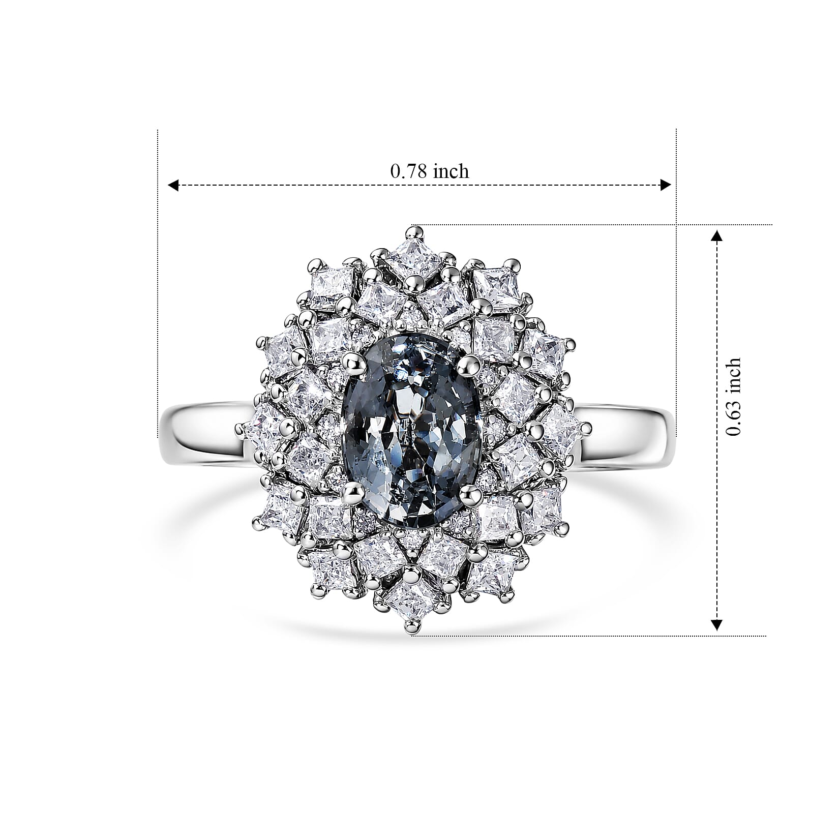 D'Joy Premium Platinum Spinel and Moissanite 1.50 ctw Ring in Rhodium Over Sterling Silver (Size 5.0)