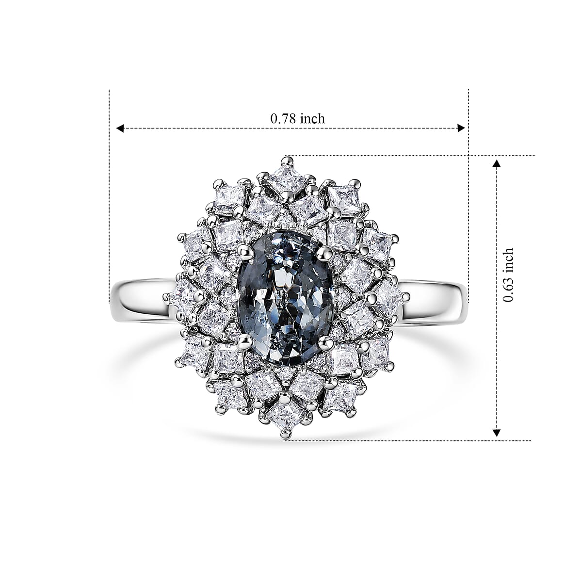 D'Joy Premium Platinum Spinel and Moissanite 1.50 ctw Starlit Bloom Ring in Rhodium Over Sterling Silver (Size 5.0) image number 5